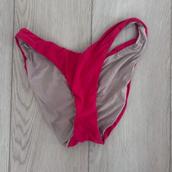PQ Basic Ruched Bikini Bottom in Red - Picture 4 of 5